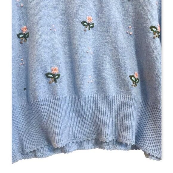 NWT Something Navy Embroidered Mock Neck Sweater, Blue, Size L - Picture 8 of 15